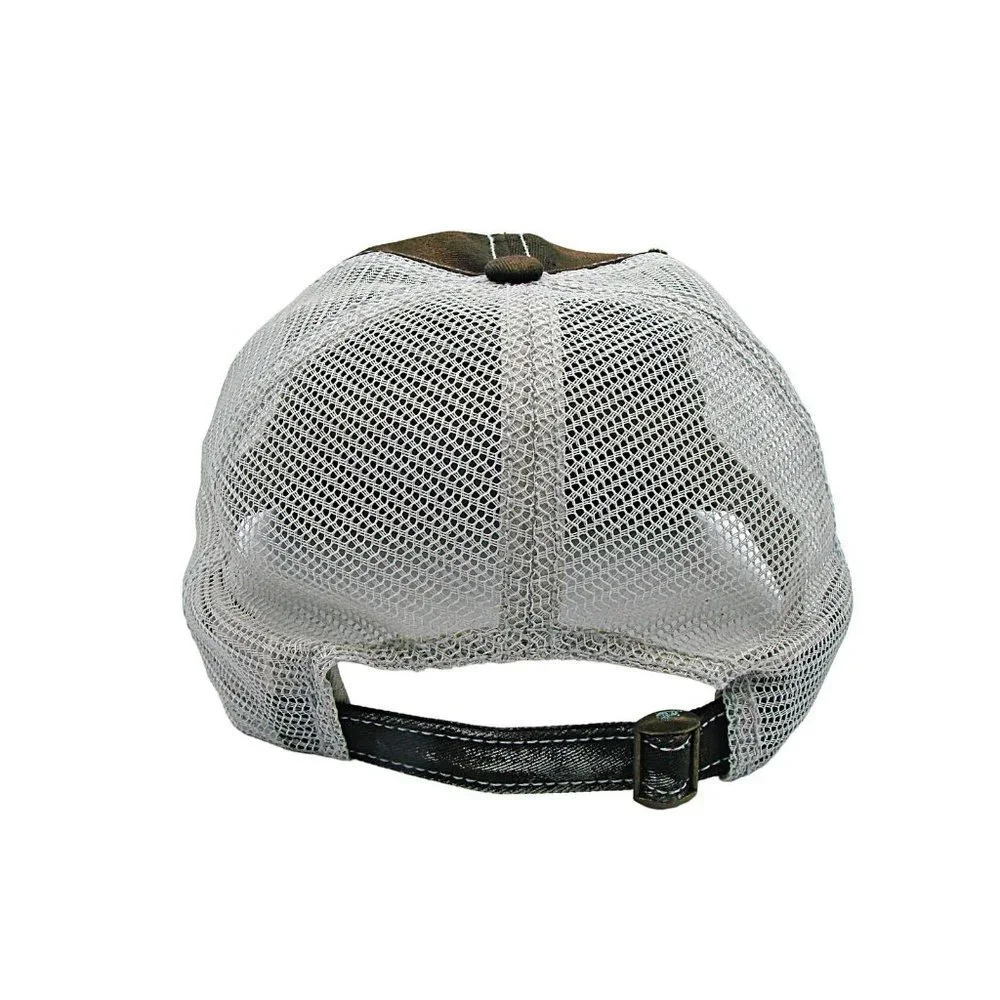 Sportsman River Front Unisex Brown Mesh Baseball Hat Cap Fishing Adjustable Size